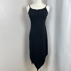 VTG Heart And Soul Dress Womens Small Black Beaded Hanky Hem Y2K LBD Whimsigoth